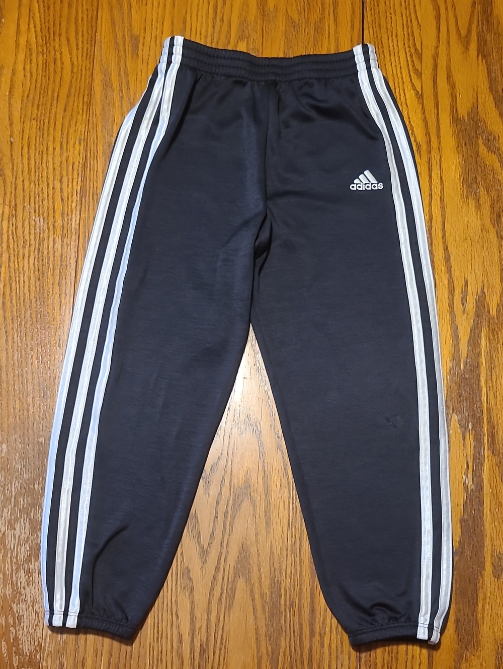 adidas Charcoal Gray Joggers with White Three-Stripe Side Trim - Girl's 6